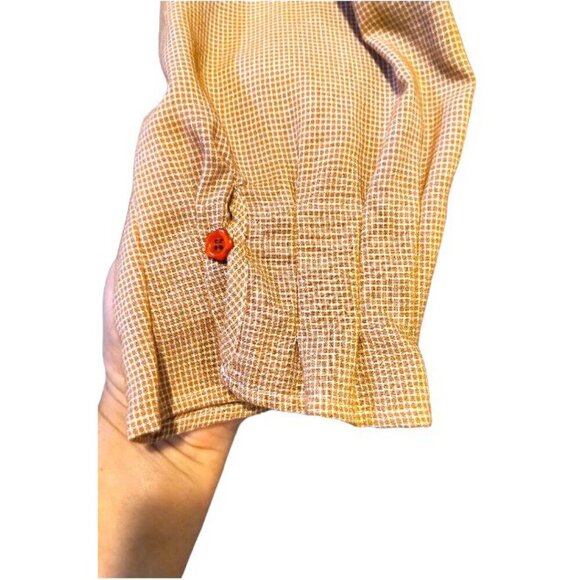 Vintage BOHO Cottagecore Long Sleeve Fit& Flare button down Gingham Shirt Dress - Picture 7 of 16